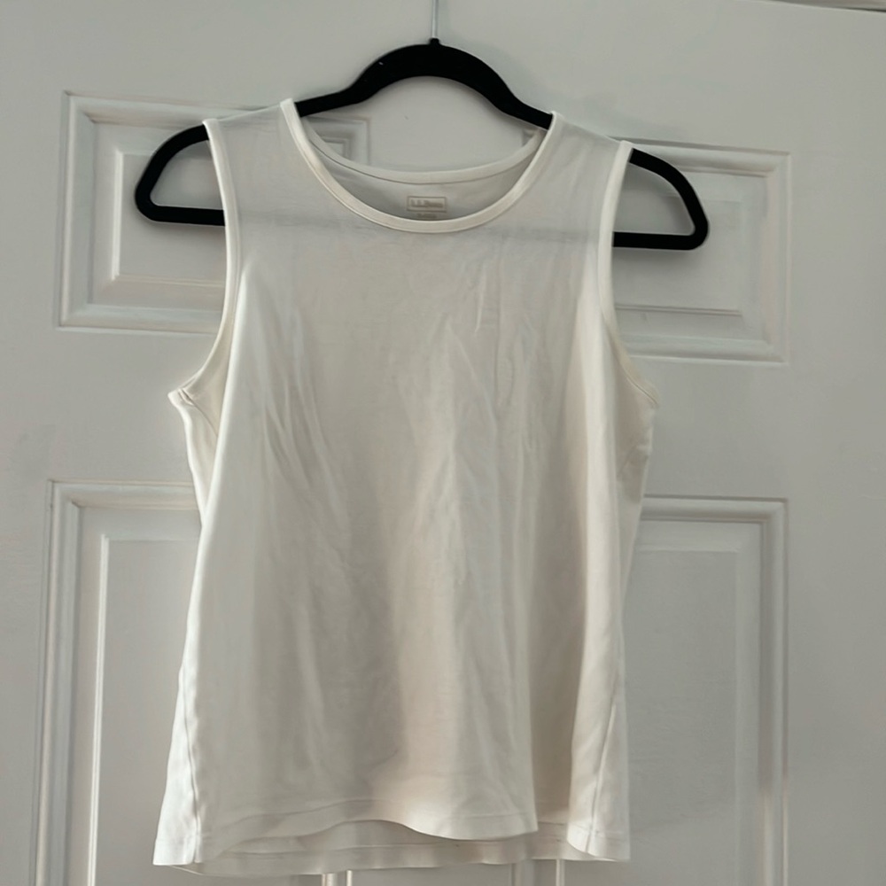 White L. L. Bean Pima Cotton Shell Tank S Reg